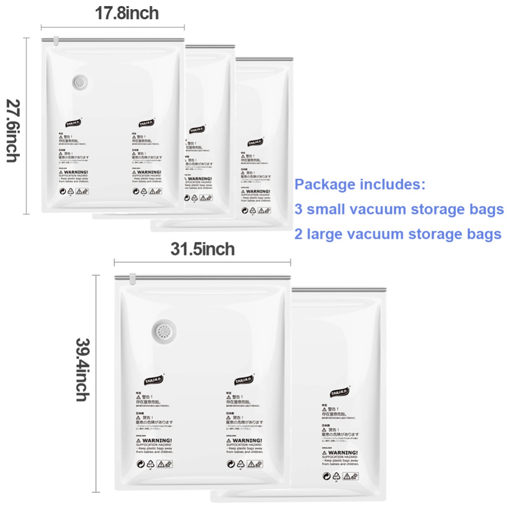 Vacuum Storage Bags for Clothes Blanket Travel Space Saving Compression Seal  Bag